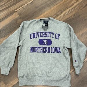 VTG Northern Iowa Champion Sweatshirt Mens M Gray Cotton Reverse Weave Crewneck